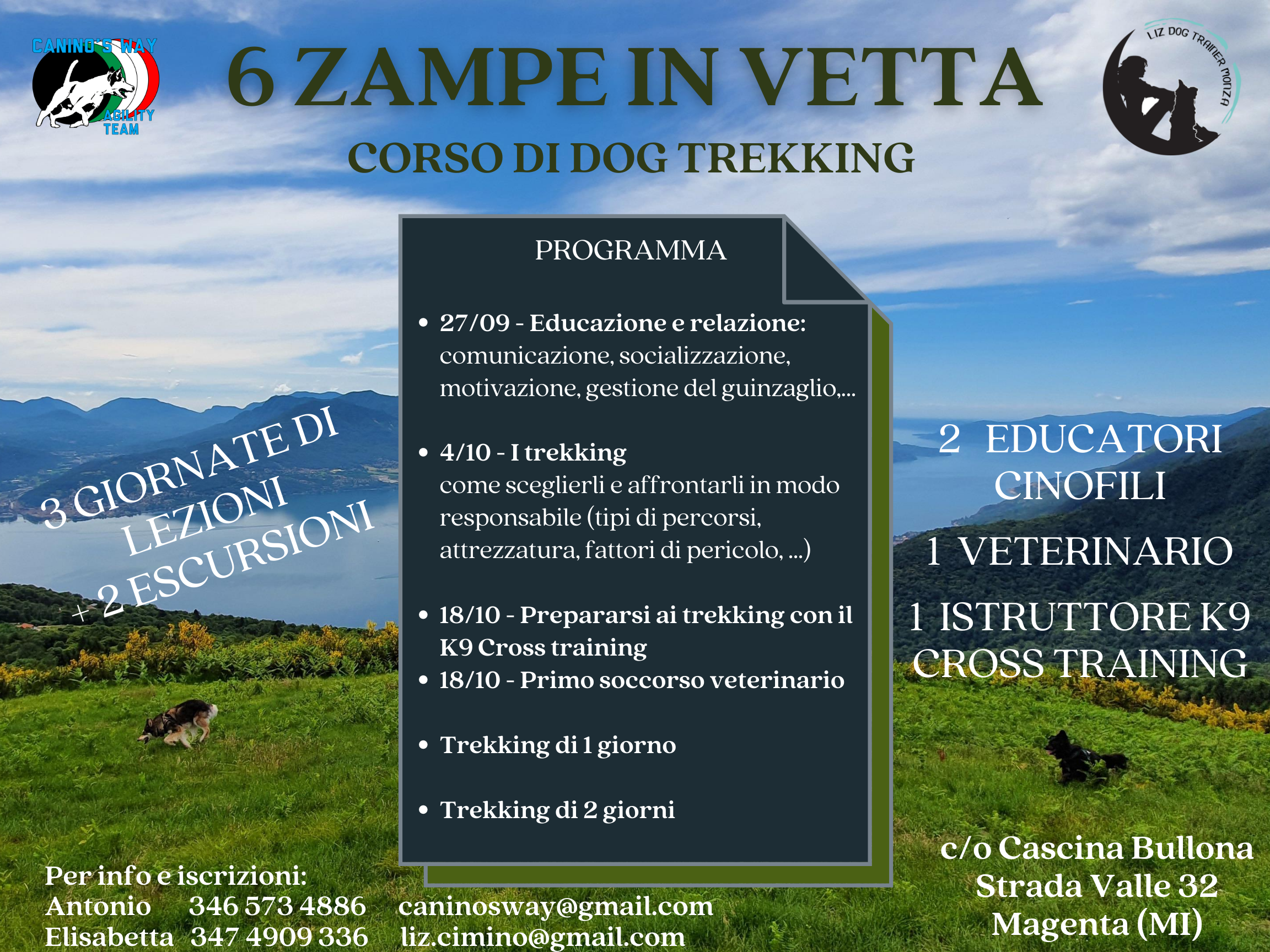 Corso dog trekking per proprietari 6 zampe in vetta